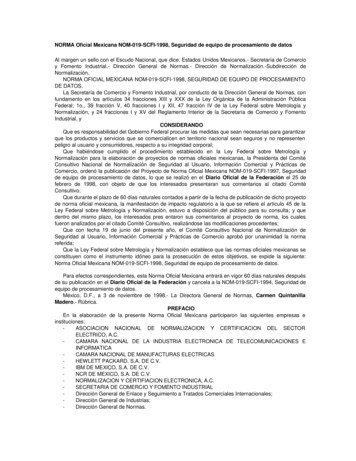 NORMA Oficial Mexicana NOM-019-SCFI-1998, Seguridad De Equipo De .