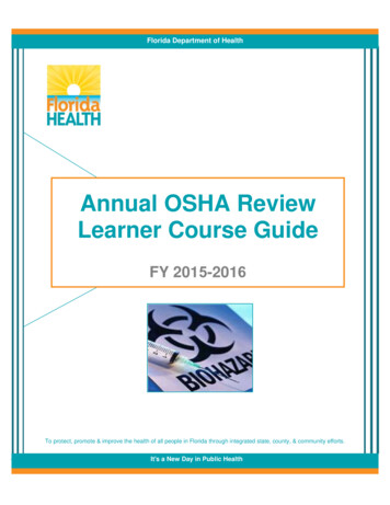 Annual OSHA Review Learner Course Guide - Florida Department Of Health