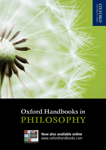 Oxford Handbooks In PHILOSOPHY - Oxford University Press