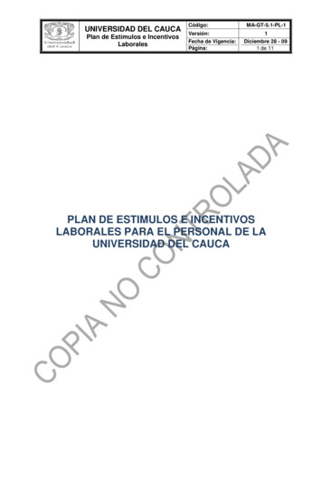 Plan De Estimulos E Incentivos Laborales Para El Personal De La .