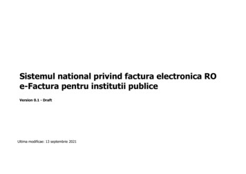 Sistemul National Privind Factura Electronica RO E-Factura Pentru .