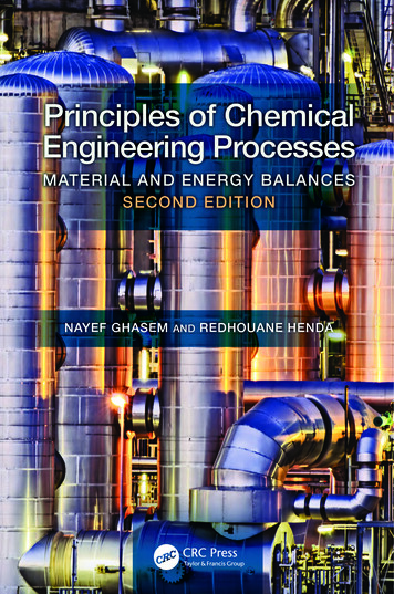 Principles Of Chemical Engineering Processes: Material And Energy .