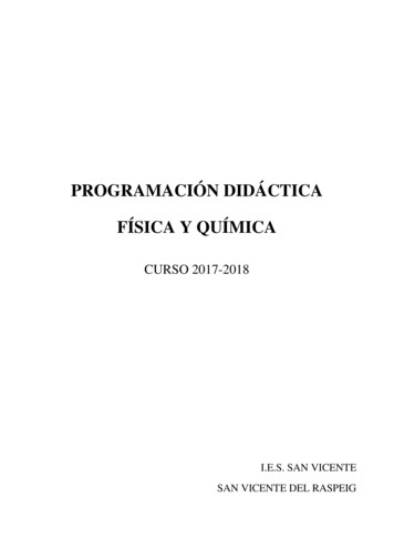 PROGRAMACIÓN DIDÁCTICA FÍSICA Y QUÍMICA - I.E.S. San Vicente