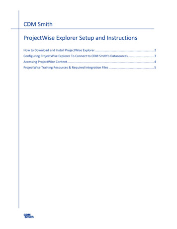 CDM Smith ProjectWise Explorer Setup And Instructions