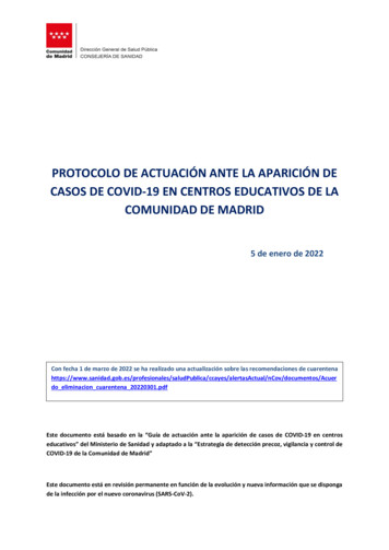 PROTOCOLO DE ACTUACIÓN ANTE LA APARICIÓN DE . - Comunidad De Madrid