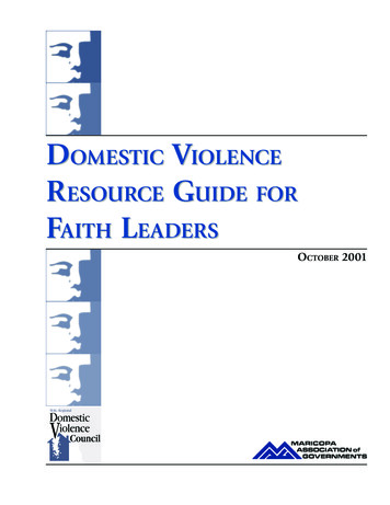 DOMESTIC IOLENCE OMESTIC V RESOURCE GUIDE FOR FAITH EADERS . - VAWnet