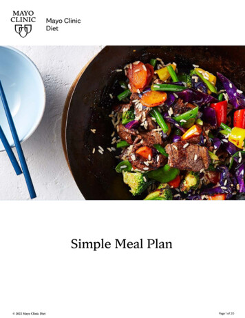 Simple Meal Plan - Mayo Clinic Diet