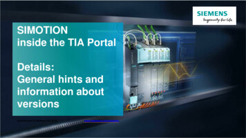 SIMOTION Inside The TIA Portal - Details - Siemens