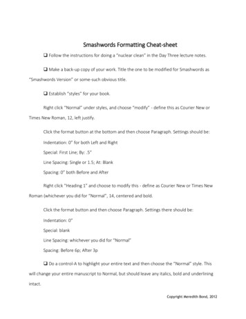Smashwords Formatting Cheat-sheet - Meredith Bond Magical Romance