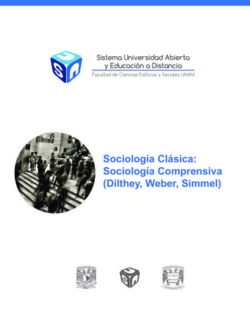 Sociología Clásica: Sociología Comprensiva (Dilthey, Weber, Simmel)