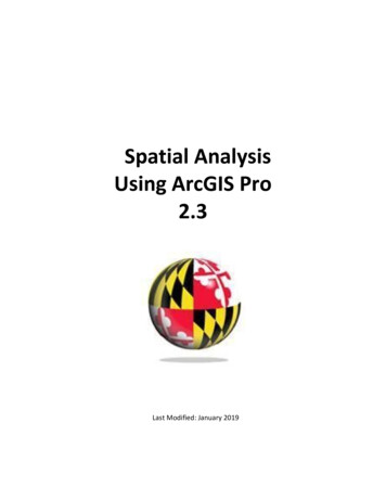 Spatial Analysis Using ArcGIS Pro 2 - Lib.umd.edu