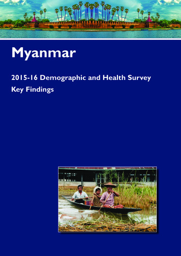 Myanmar 2015-16 Demographic And Health Survey - Key Findings [SR235]