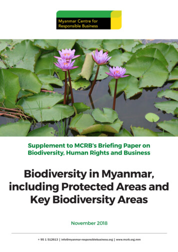 Biodiversity In Myanmar, Including Protected Areas And Key Biodiversity .
