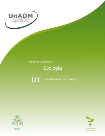 Programa De La Asignatura: Ecología