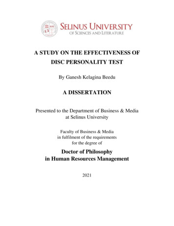 A Study On The Effectiveness Of Disc Personality Test