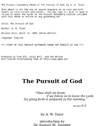 The Pursuit Of God - ParishPlus