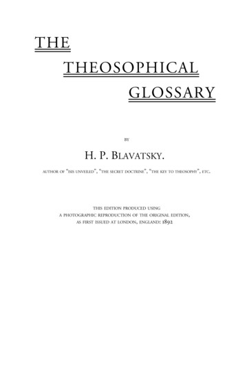 THE THEOSOPHICAL GLOSSARY - Universal Theosophy