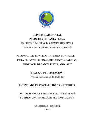 Manual De Control Interno Contable Para El Hotel Salinas, Del Cantón .