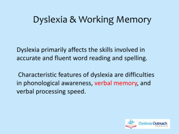 Dyslexia & Working Memory - Dyslexia Outreach Service
