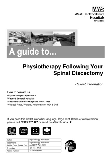 Physiotherapy Following Your Spinal Discectomy