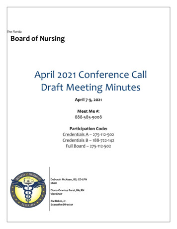 April 2021 Conference Call Draft Meeting Minutes