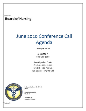 June 2020 Conference Call Agenda
