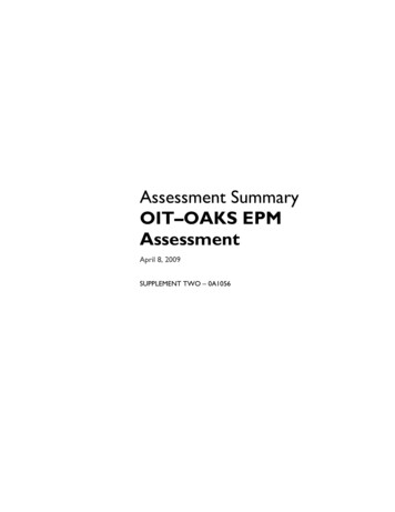 Assessment Summary OIT–OAKS EPM Assessment