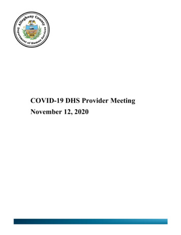 COVID-19 DHS Provider Meeting November 12, 2020