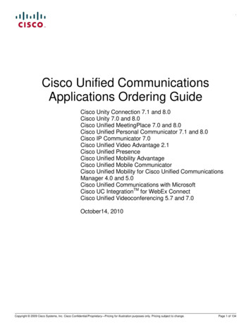 Cisco Unified Communications Applications Ordering Guide