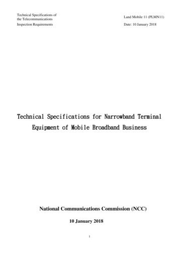 Technical Specifications For Narrowband Terminal 