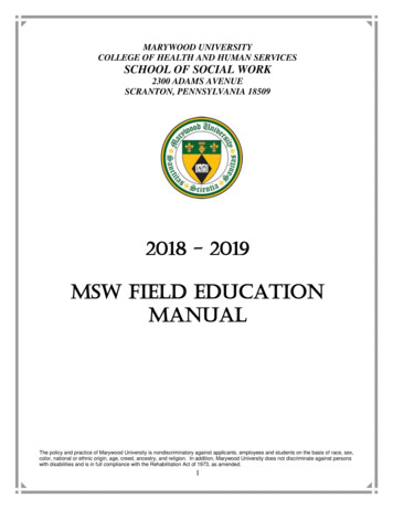MSW FIELD EDUCATION MANUAL - Marywood.edu