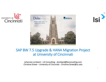 SAP BW 7.5 Upgrade & HANA Migration Project At 