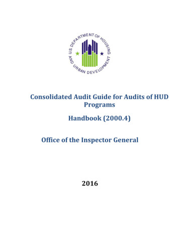 Consolidated Audit Guide For Audits Of HUD Programs 