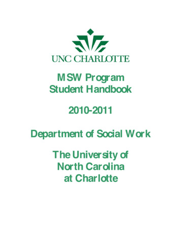 MSW Program Student Handbook 2010-2011 Department Of .