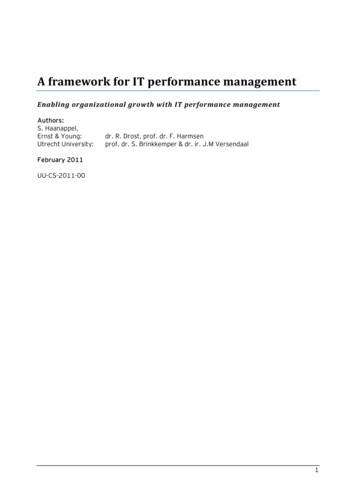 A Framework For IT Performance Management