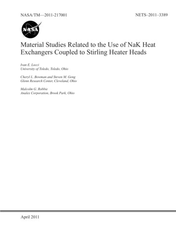 Material Studies Related To The Use Of NaK Heat Exchangers .