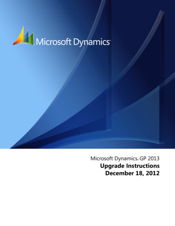 Microsoft Dynamics GP 2013 Upgrade Instructions December .