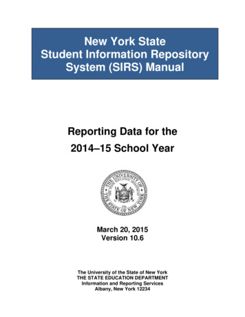New York State Student Information Repository System (SIRS .