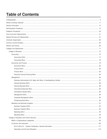 Table Of Contents - Coursecatalog.tamuc.edu