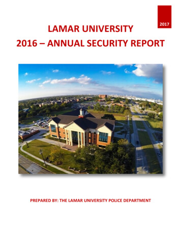 LAMAR UNIVERSITY 2017 2016 – ANNUAL SECURITY REPORT