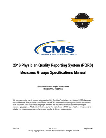 2016 Physician Quality Reporting System (PQRS) Measures .
