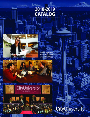 2018-2019 CATALOG - City University Of Seattle