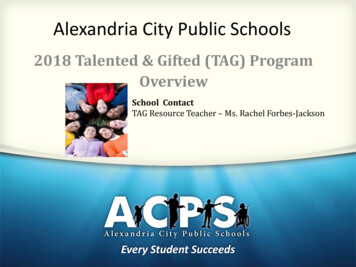2018 Talented & Gifted (TAG) Program Overview
