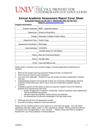 Annual Academic Assessment Report Cover Sheet