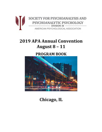 2019 APA Annual Convention August 8 – 11