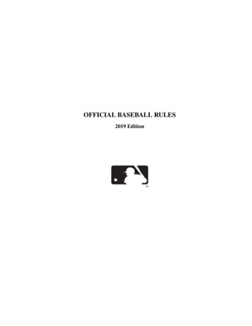 2019 Official Baseball Rules 2019 Official Baseball Rules
