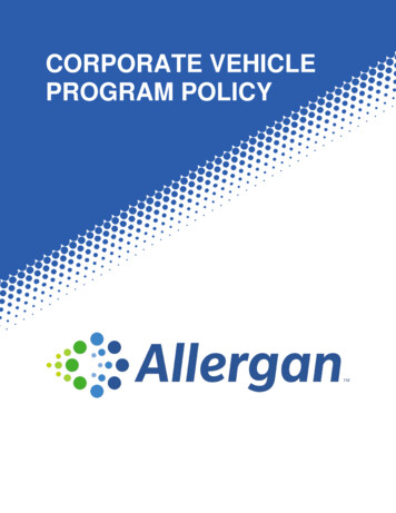 ALLERGAN CORPORATE VEHICLE POLICY CORPORATE 