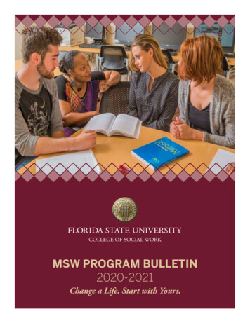 MSW PROGRAM BULLETIN 2020-2021 - Florida State 