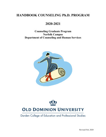 HANDBOOK COUNSELING Ph.D. PROGRAM 2020-2021 - ODU