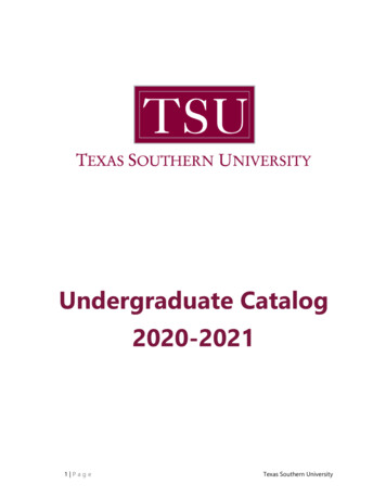 Undergraduate Catalog 2020-2021 - TSU